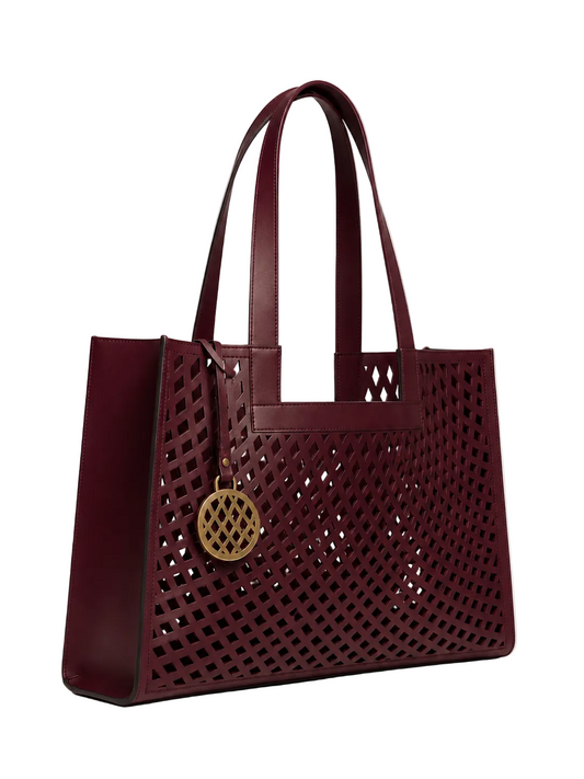 Marsa Burgundy Lattice Tote by Shereen Mostafa Designs