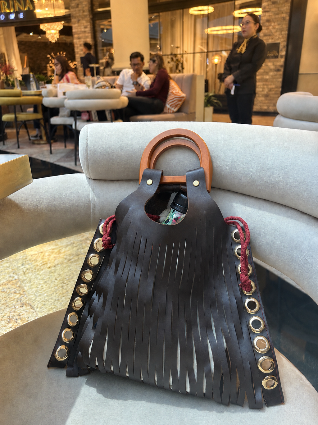 Sirocco Slit Leather Tote by Shereen Mostafa Designs